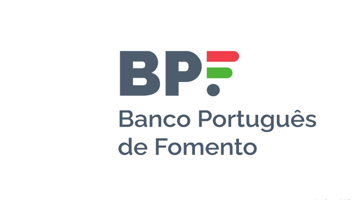 Logotip BP F z napisom Banco Português de Fomento.